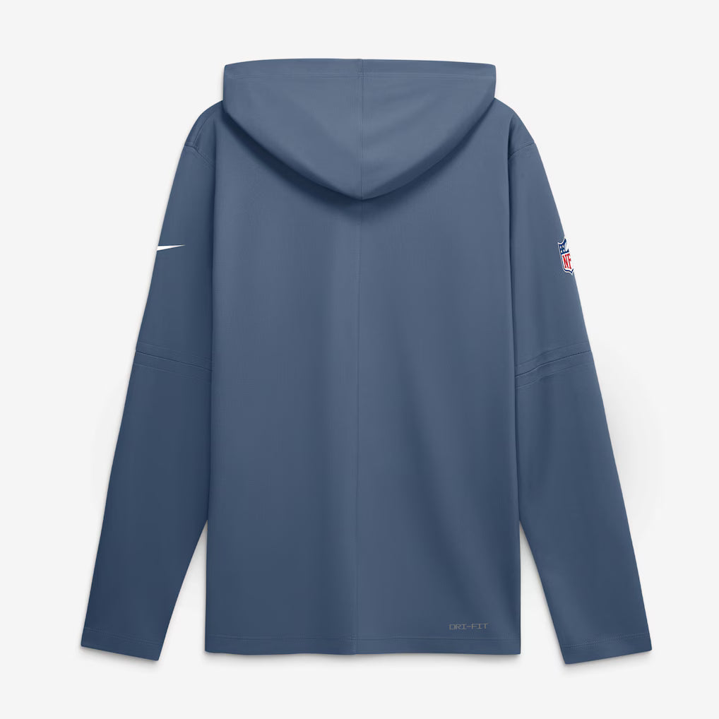 New England Patriots Hooded Long Sleeve Top – NFL Nike Rivalries Collection Sideline Lightweight – Blue (USA Sourced)