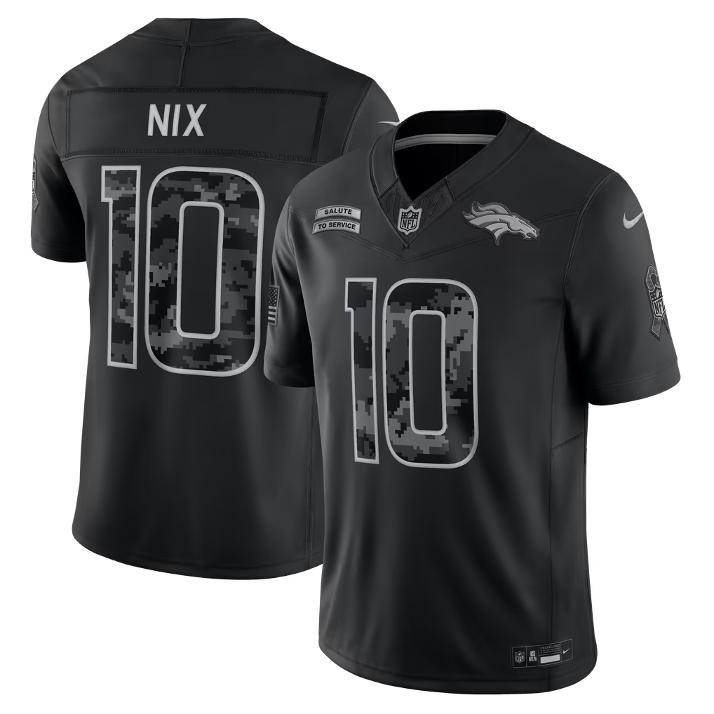 Denver Broncos Bo Nix Jersey – NFL Nike 2026 Salute to Service Stitched Limited – Black (USA Sourced)