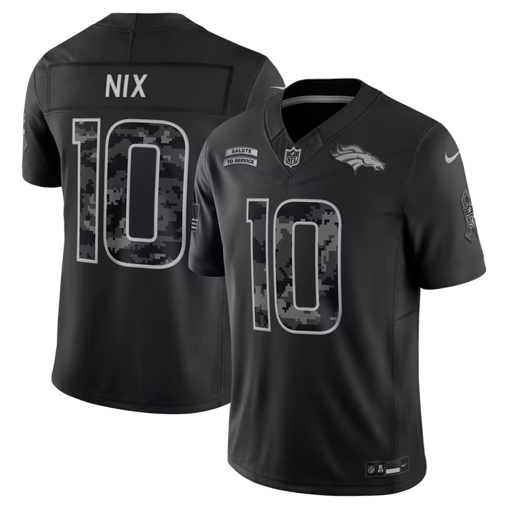 Denver Broncos Bo Nix Jersey – NFL Nike 2026 Salute to Service Stitched Limited – Black (USA Sourced)