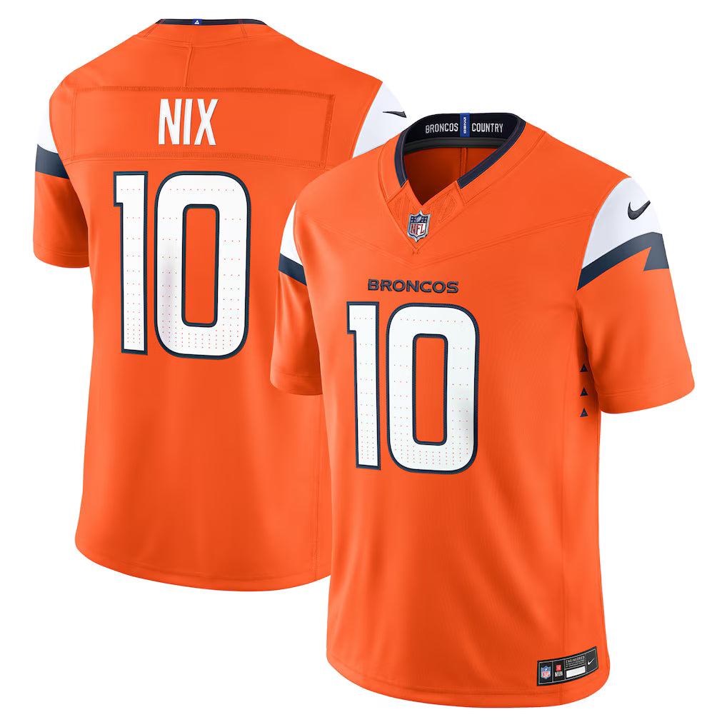 Denver Broncos Bo Nix Jersey - NFL Nike Vapor F.U.S.E. Stitched Limited – Orange (USA Sourced)