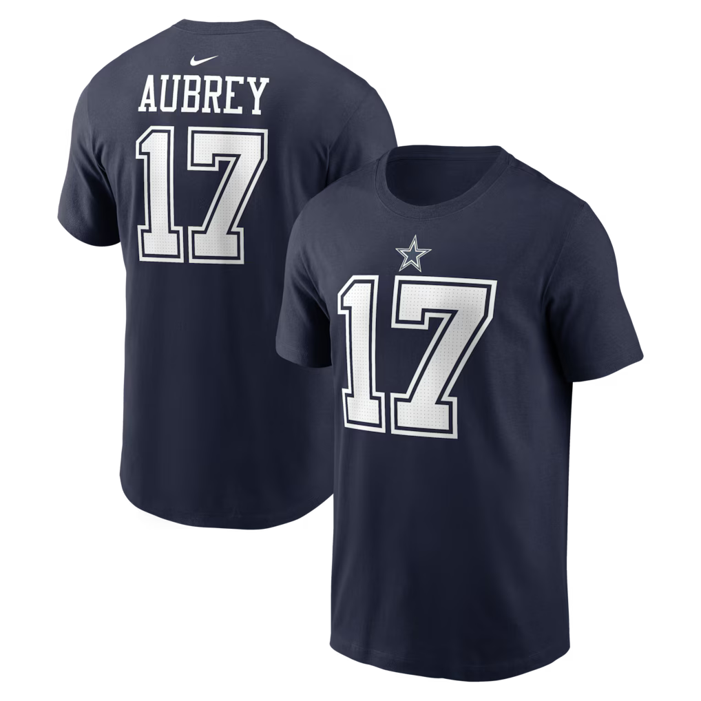 Dallas Cowboys NFL Brandon Aubrey Nike Name & Number T-Shirt – Navy (USA Stock) - UKASSNI