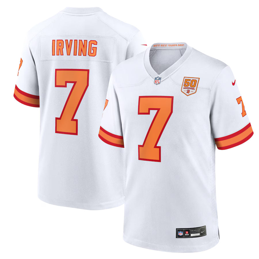 Bucky Irving #76 Tampa Bay Buccaneers NFL Nike 50th Season Game Jersey – White (USA Stock) - UKASSNI
