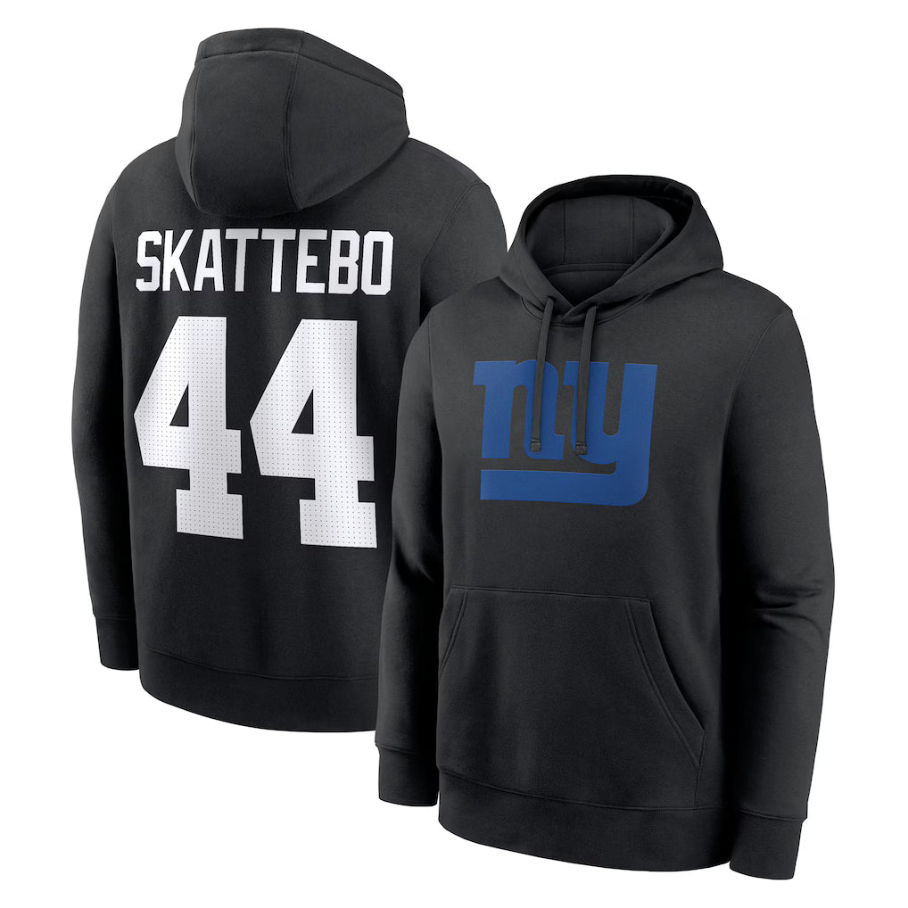 New York Giants NFL Cam Skattebo Nike Player Name & Number Fleece Hoodie – Black (USA Stock) - UKASSNI