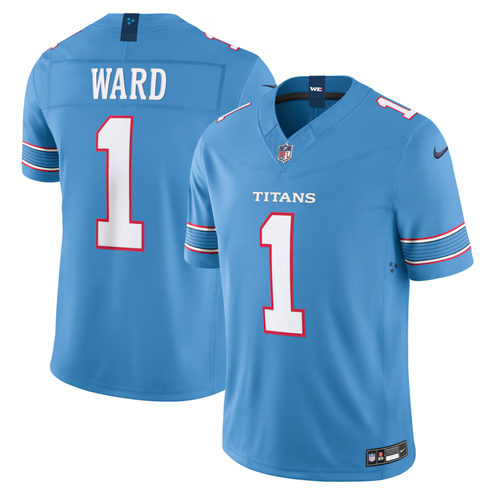 Tennessee Titans NFL Cameron Ward Nike Vapor F.U.S.E. Sewn Down Limited Jersey – Light Blue (USA Stock)