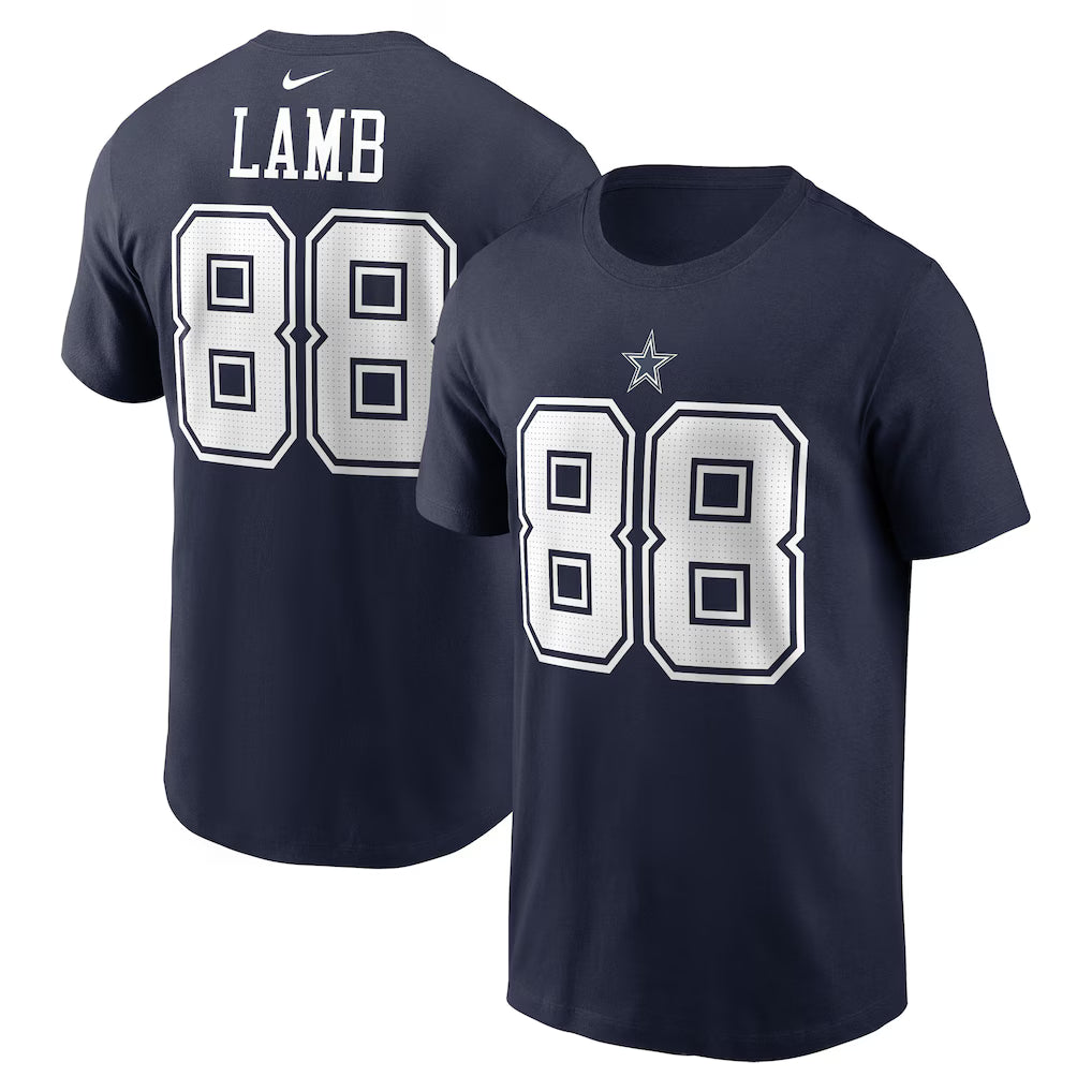 Dallas Cowboys NFL CeeDee Lamb Nike Player Name & Number T-Shirt – Navy (USA Stock) - UKASSNI