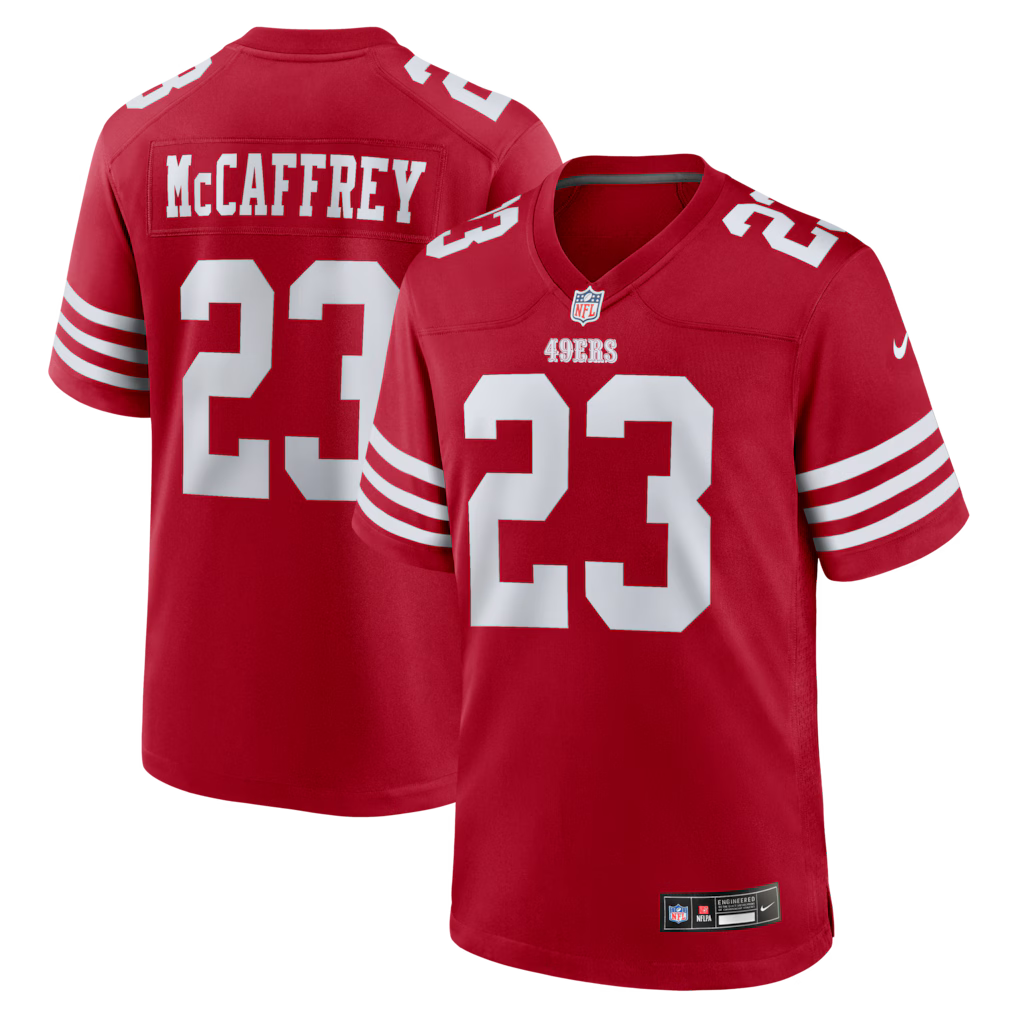 San Francisco 49ers NFL Christian McCaffrey Nike Game Player Jersey - Scarlet (USA Stock) - UKASSNI