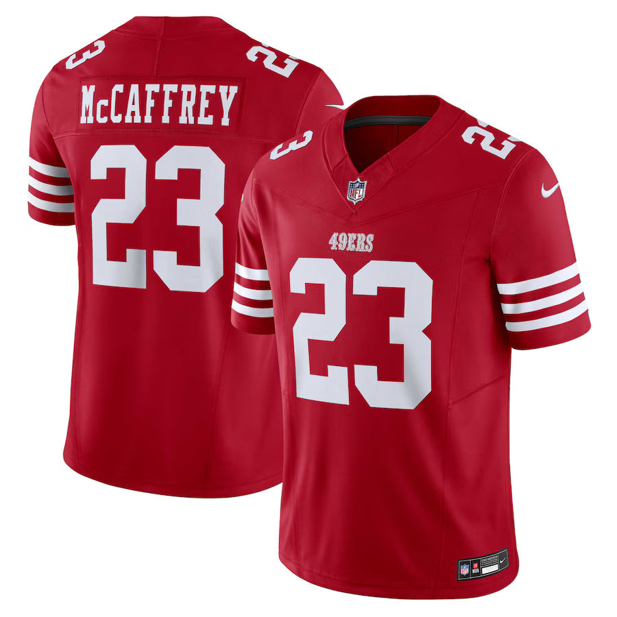 San Francisco 49ers Christian McCaffrey Vapor Limited Jersey – Scarlet (USA Stock) - UKASSNI