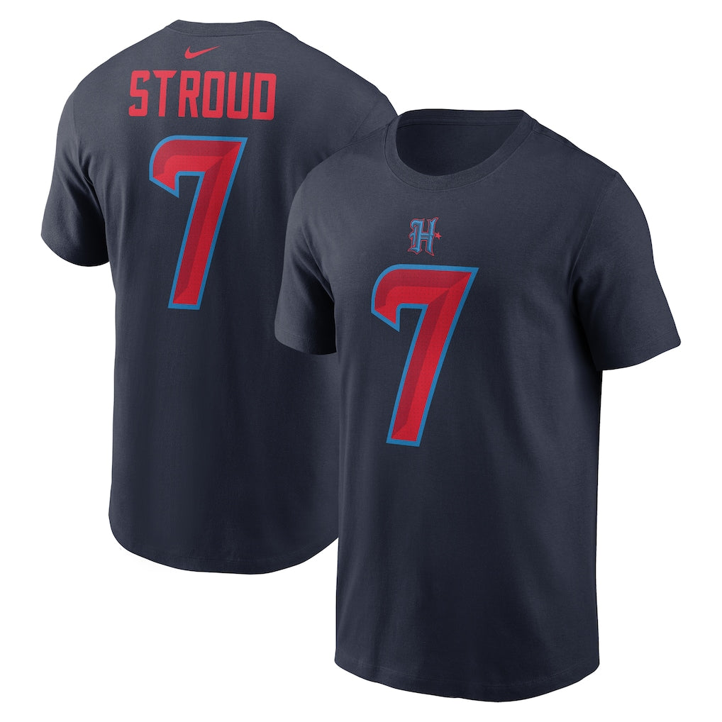 Houston Texans NFL C.J. Stroud Name & Number T-Shirt – Navy (USA Stock) - UKASSNI