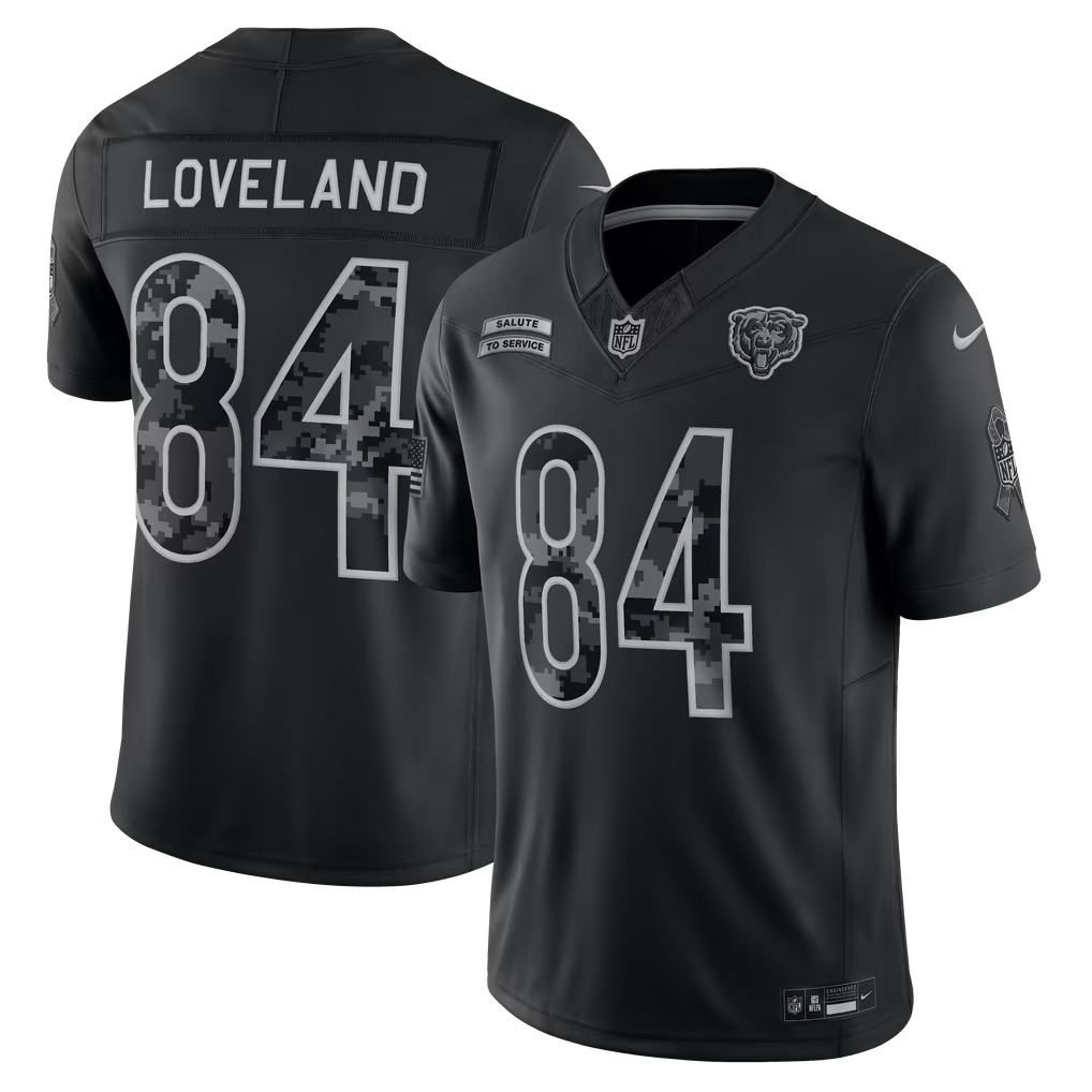 Chicago Bears Colston Loveland Jersey – NFL Nike 2026 Salute to Service Stitched Limited – Black (USA Sourced)