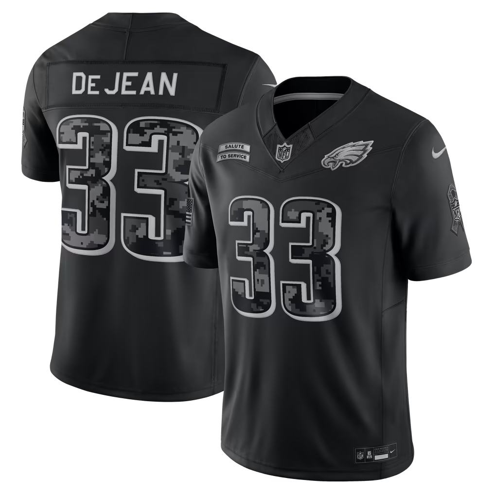 Philadelphia Eagles Cooper DeJean Jersey – NFL Nike 2026 Salute to Service Stitched Limited – Black (USA Sourced)