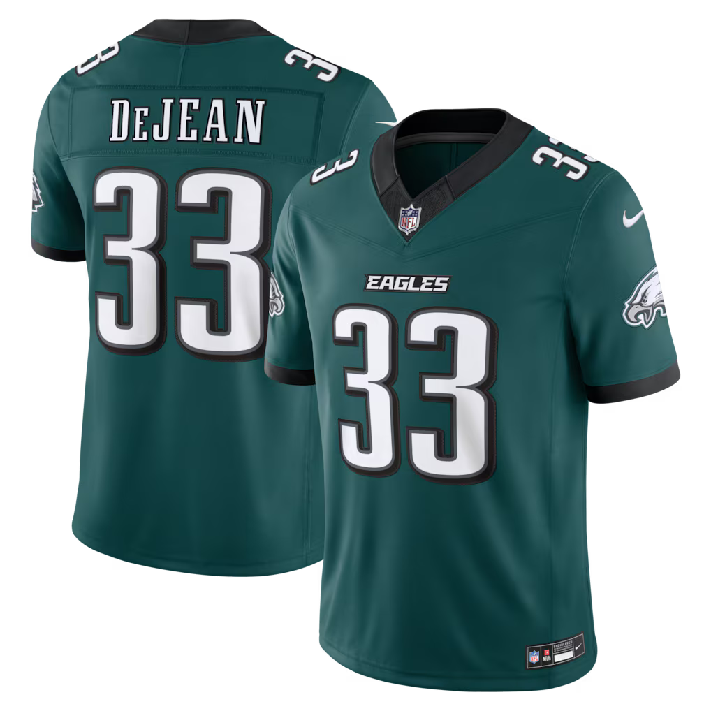 Philadelphia Eagles Cooper DeJean Jersey - NFL Nike Vapor F.U.S.E. Stitched Limited – Midnight Green (USA Sourced)