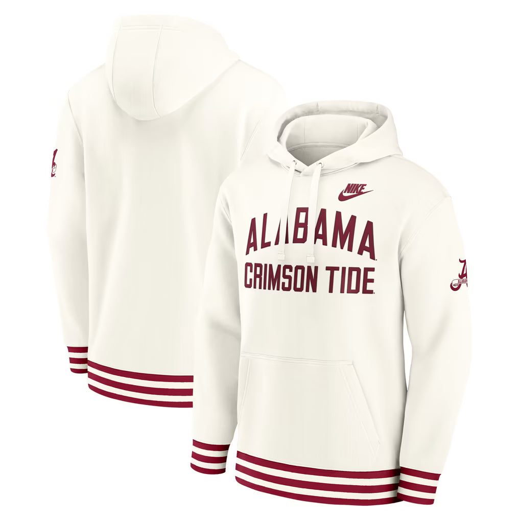 Alabama Crimson Tide Hoodie – NCAA Nike Legacy Retro Pullover – Cream (USA Sourced)