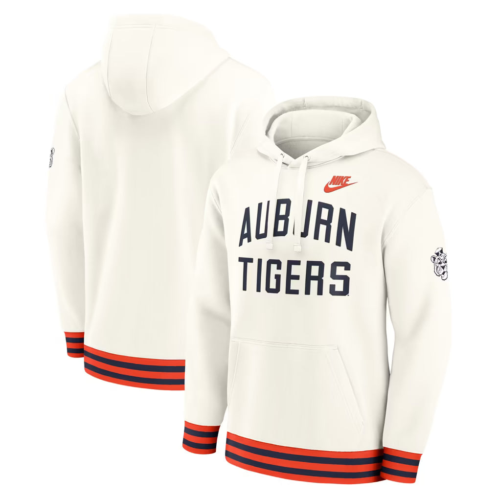 Auburn Tigers Hoodie – NCAA Nike Legacy Retro Pullover – Cream (USA Sourced)
