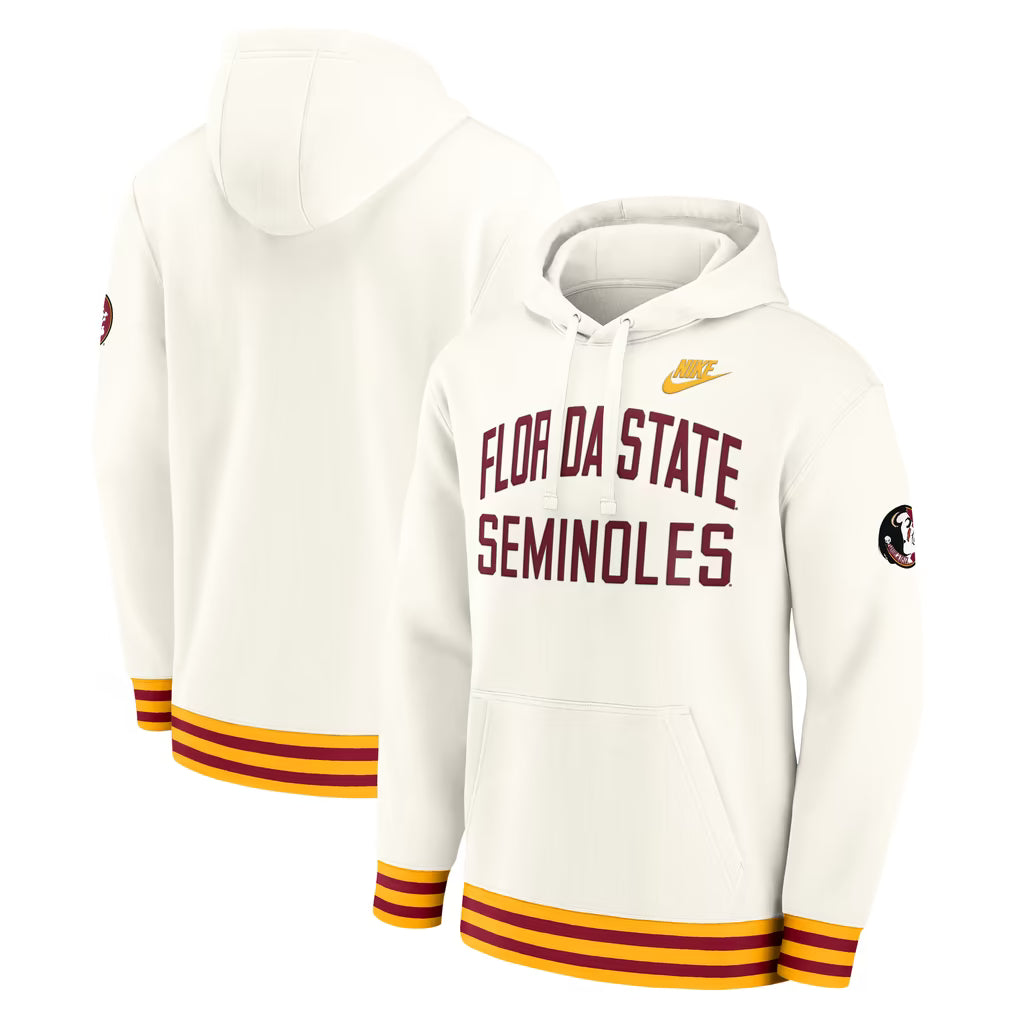 Florida State Seminoles Hoodie – NCAA Nike Legacy Retro Pullover – Cream (USA Sourced)
