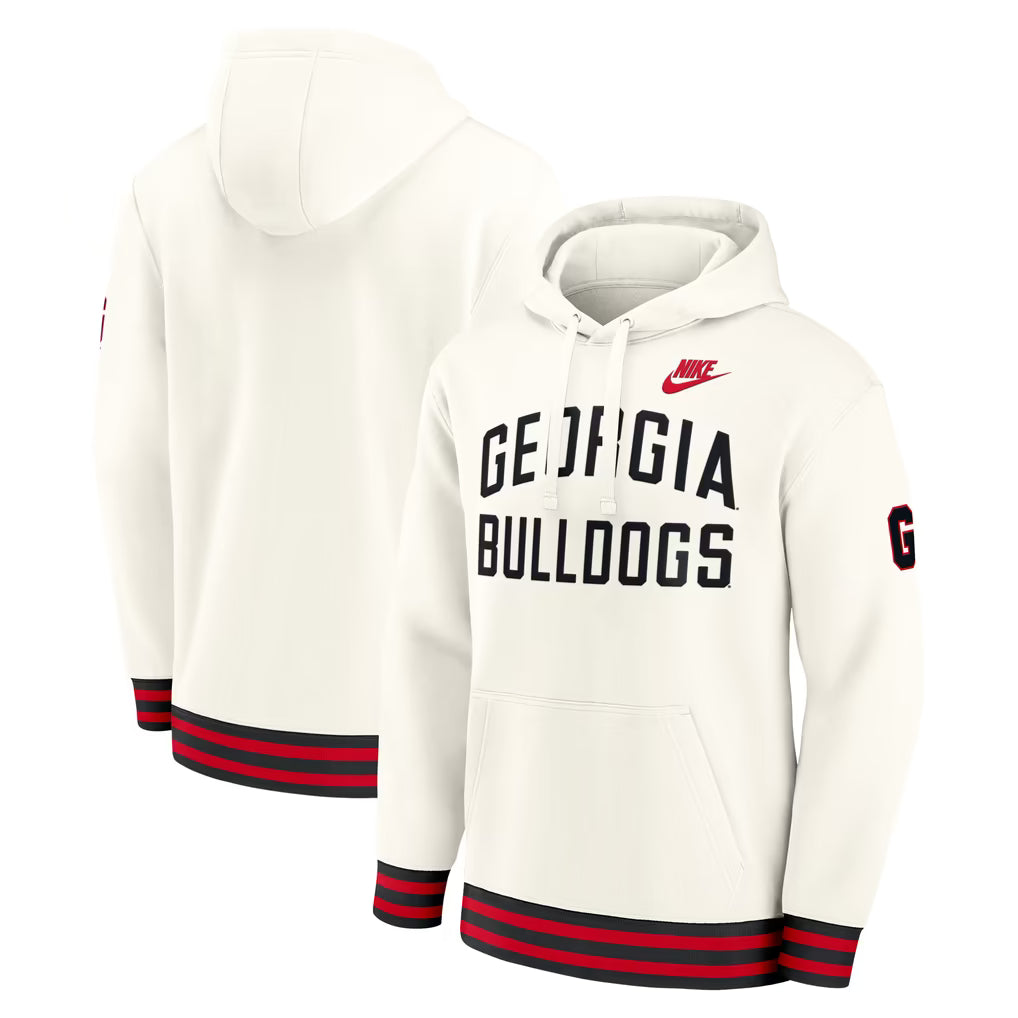 Georgia Bulldogs Hoodie – NCAA Nike Legacy Retro Pullover – Cream (USA Sourced)