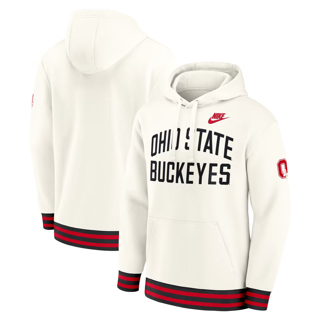 Ohio State Buckeyes Hoodie – NCAA Nike Legacy Retro Pullover – Cream (USA Sourced)