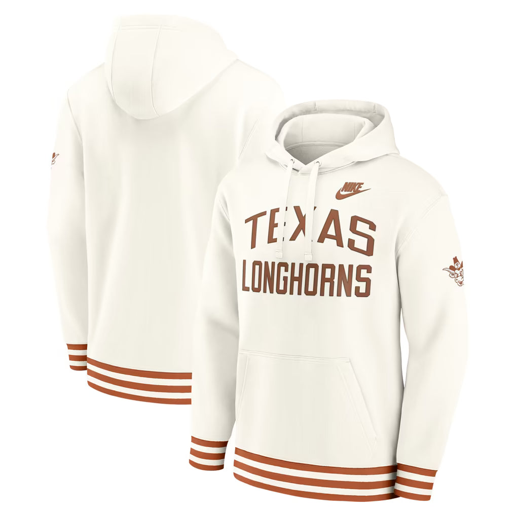 Texas Longhorns Hoodie – NCAA Nike Legacy Retro Pullover – Cream (USA Sourced)