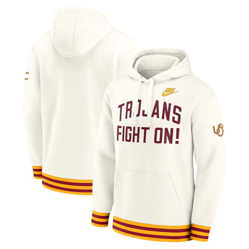 USC Trojans Hoodie – NCAA Nike Legacy Retro Pullover – Cream (USA Sourced)