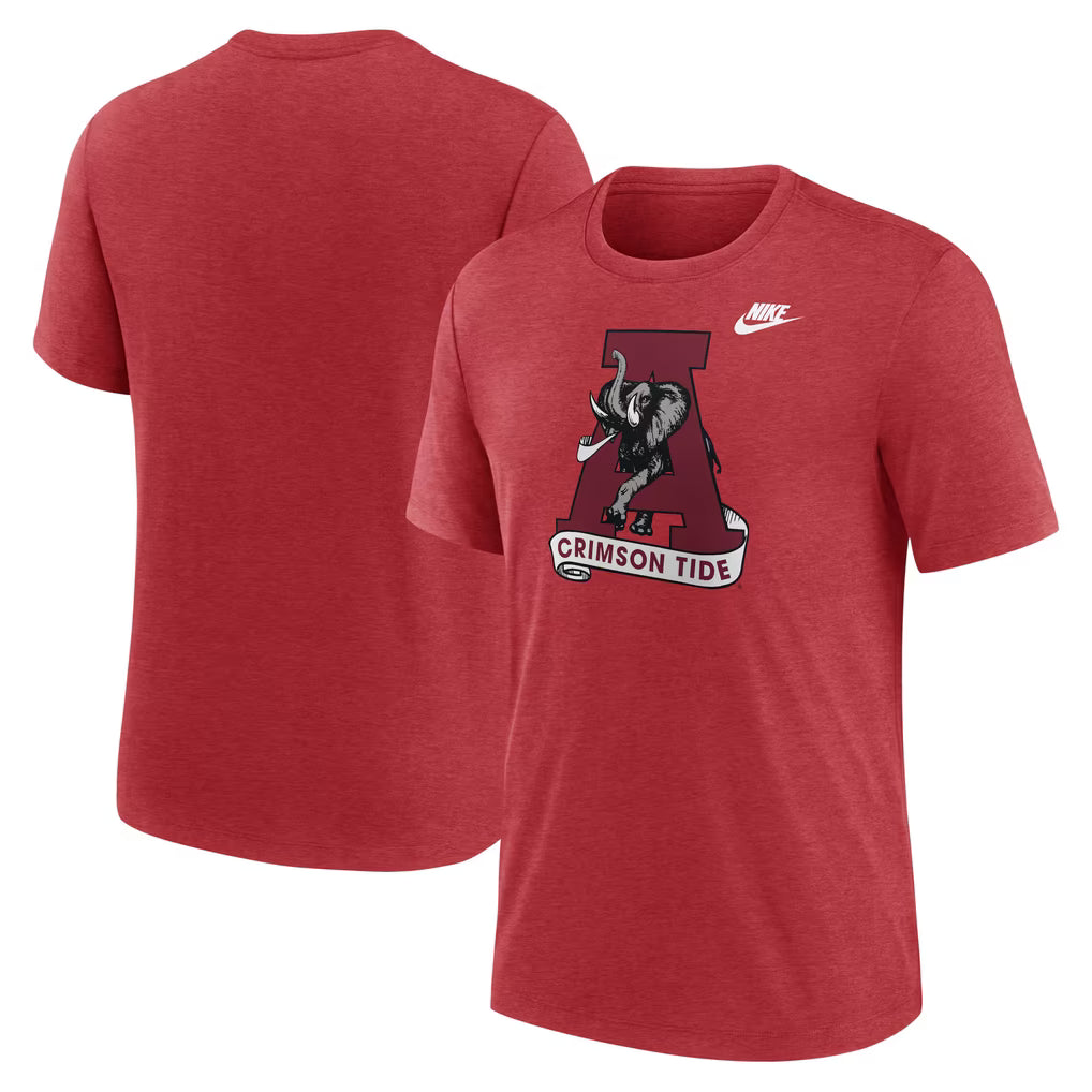 Alabama Crimson Tide T-Shirt – NCAA Nike Blitz Legacy Primary Tri-Blend – Crimson (USA Sourced)