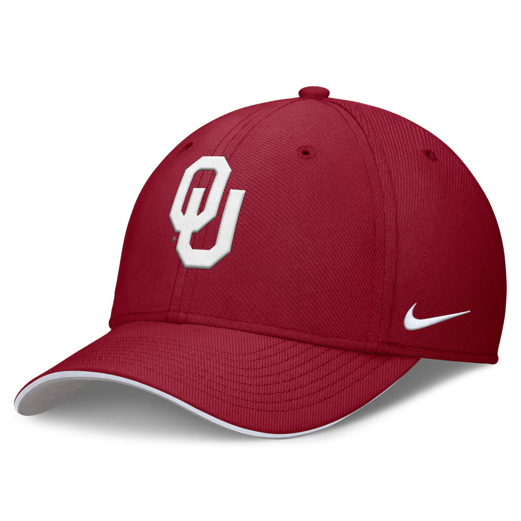 Oklahoma Sooners NCAA Nike 2025 Dugout Coaches Rise Swoosh Performance Flex Hat – Crimson (USA Stock) - UKASSNI