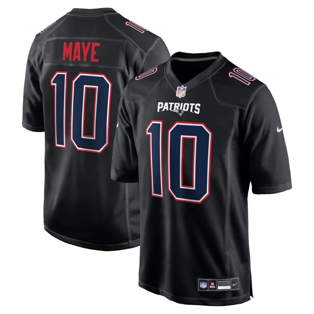 New England Patriots NFL Drake Maye Nike Fashion Game Jersey – Carbon Black (USA Stock) - UKASSNI