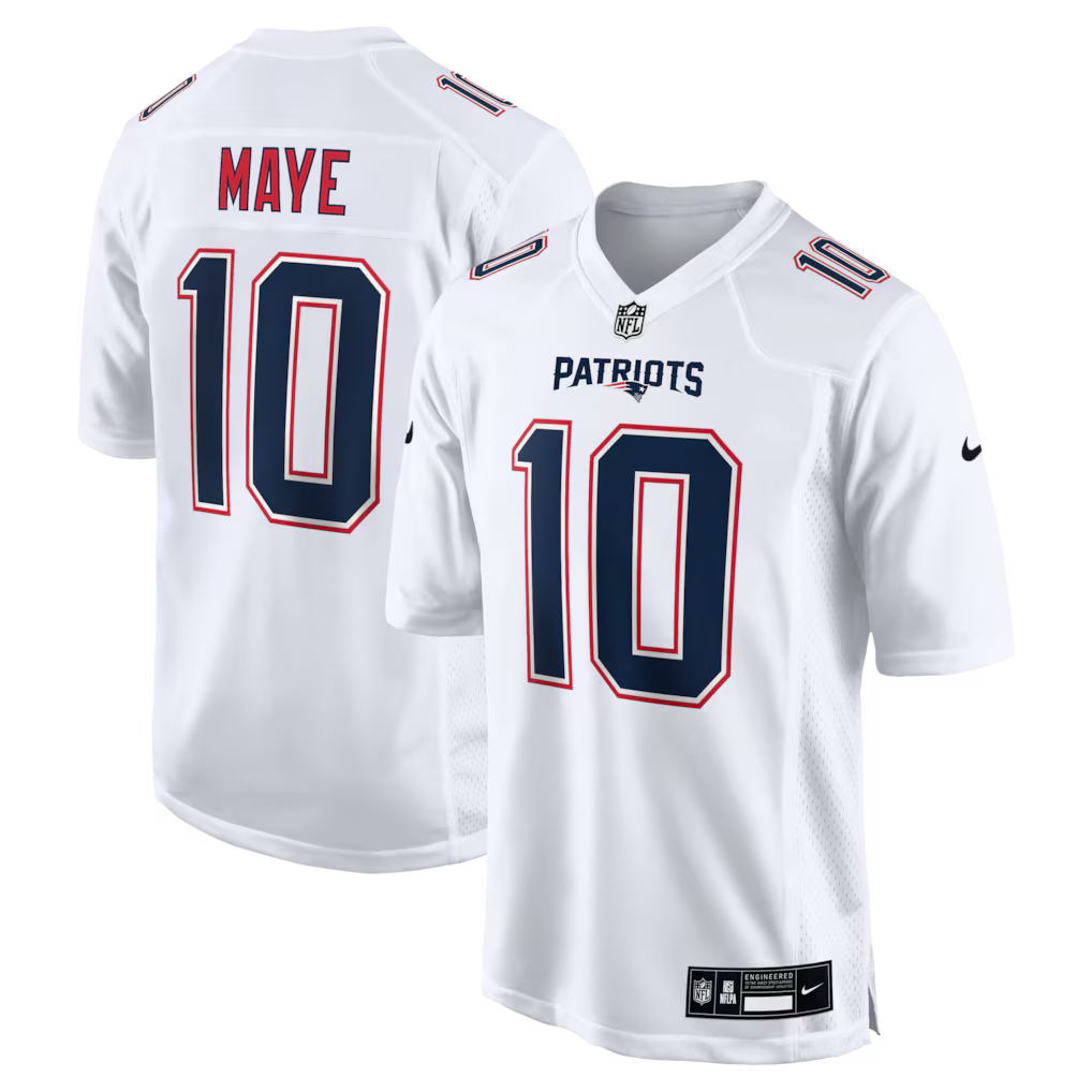 New England Patriots NFL Drake Maye Nike Game Jersey – Tundra White (USA Stock) - UKASSNI