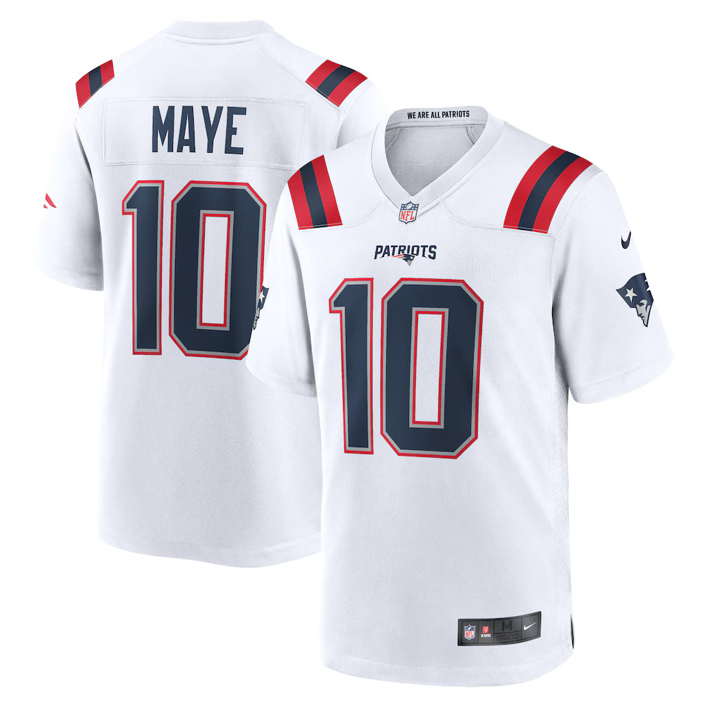 New England Patriots NFL Drake Maye Nike Game Player Jersey – White (UK Stock)