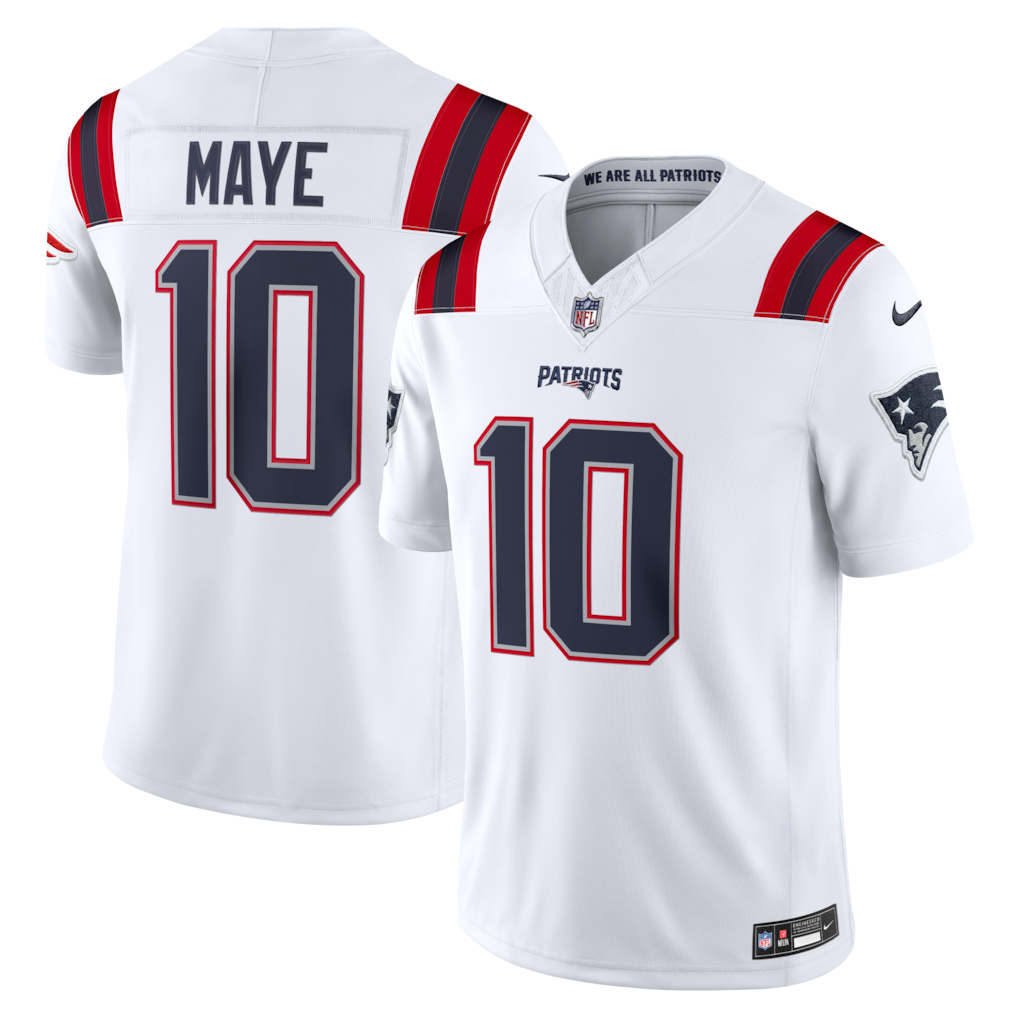New England Patriots Drake Maye Jersey - NFL Nike Vapor F.U.S.E. Stitched Limited – White (USA Sourced)