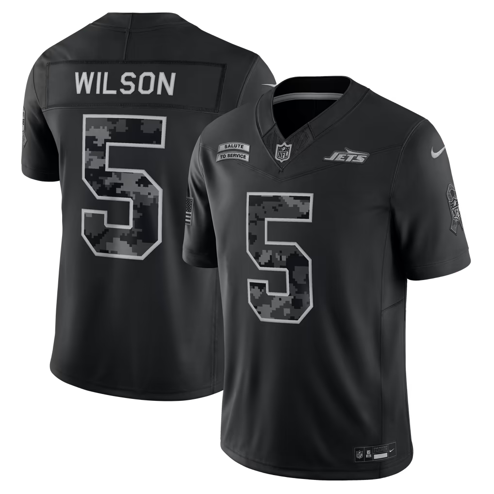 New York Jets Garrett Wilson Jersey – NFL Nike 2026 Salute to Service Stitched Limited – Black (USA Sourced)