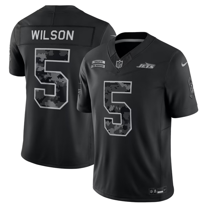 New York Jets Garrett Wilson Jersey – NFL Nike 2026 Salute to Service Stitched Limited – Black (USA Sourced)