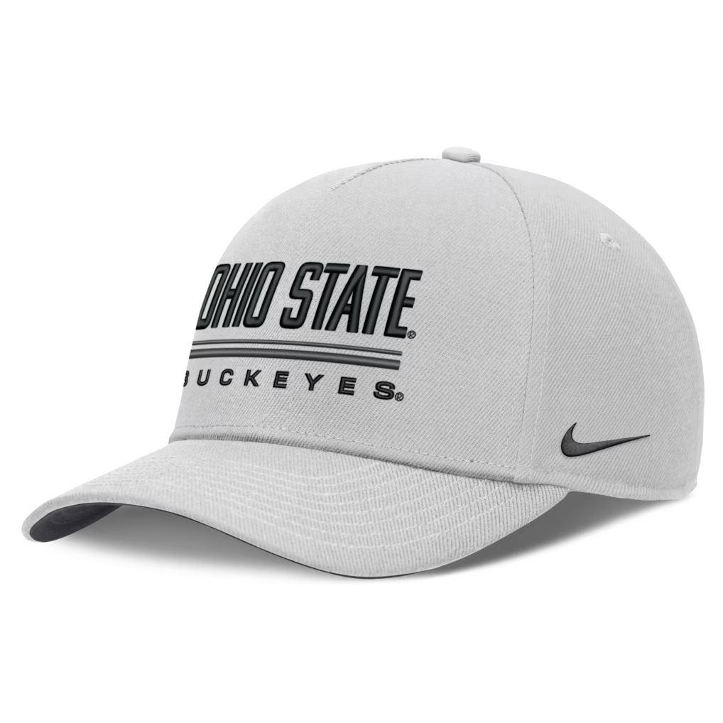 Ohio State Buckeyes Nike 2026 Sideline Dri-FIT Rise Adjustable Hat - NCAA – Gray (USA Sourced)
