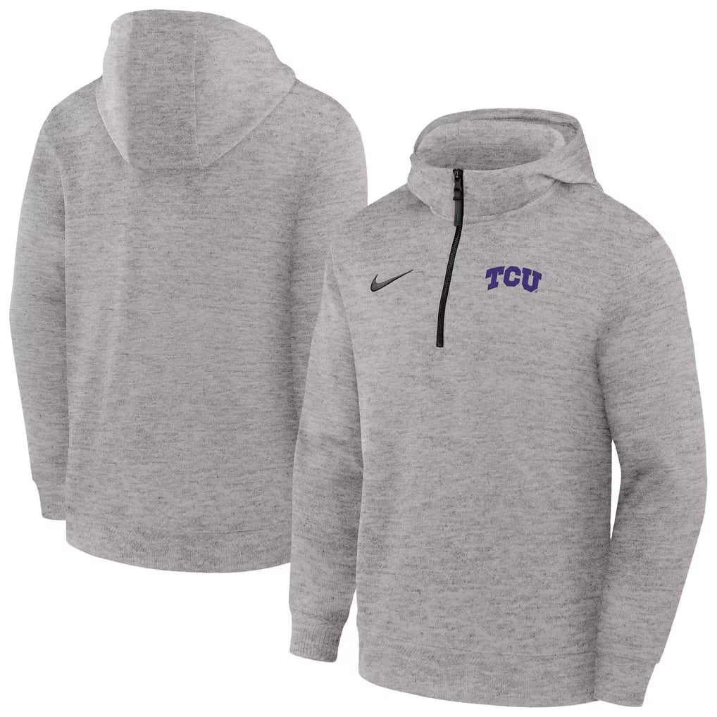 TCU Horned Frogs Hoodie – Nike Coaches Dri-FIT Half-Zip – Gray (USA Sourced) - UKASSNI
