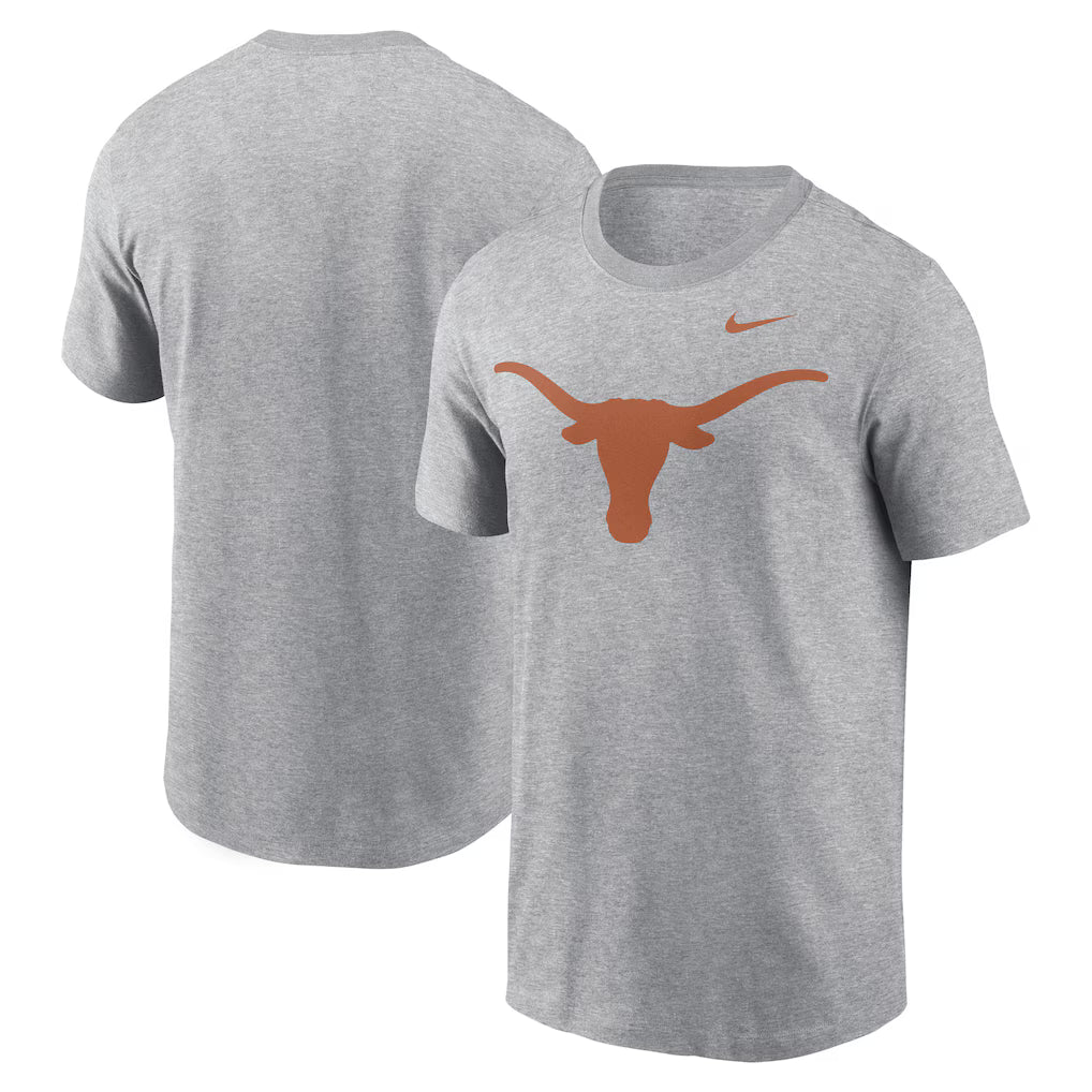 Texas Longhorns NCAA Nike Primetime Evergreen Logo T-Shirt - Heather Gray (USA Stock)