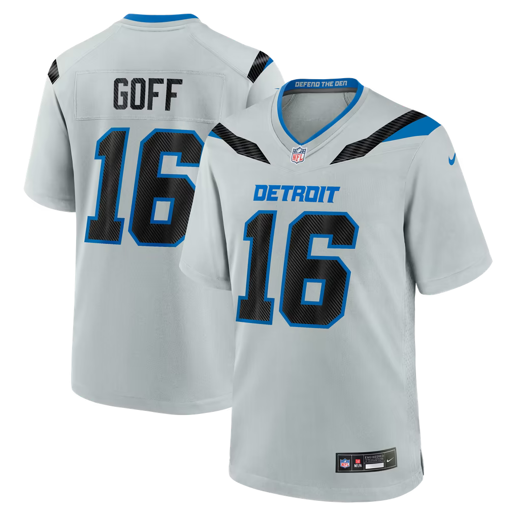 Detroit Lions Jared Goff Jersey – NFL Nike 2026 Rivalries Collection Game – Silver (USA Sourced)