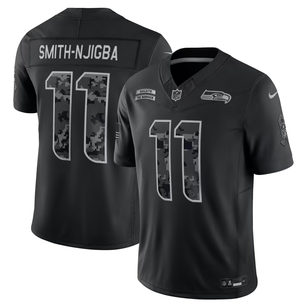 Seattle Seahawks Jaxon Smith-Njigba Jersey – NFL Nike 2026 Salute to Service Stitched Limited – Black (USA Sourced)