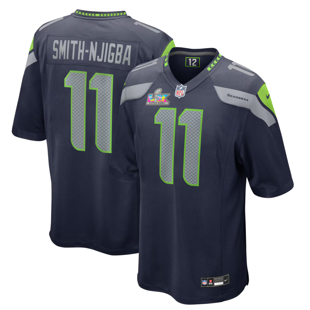 Seattle Seahawks NFL Jaxon Smith-Njigba Nike Super Bowl LX Patch Game Jersey – College Navy (USA Stock) - UKASSNI