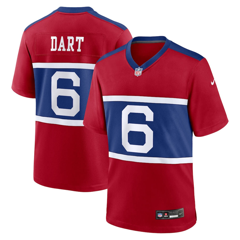 New York Giants NFL Jaxson Dart Nike Alternate Century Red Game Jersey – Red (USA Stock) - UKASSNI