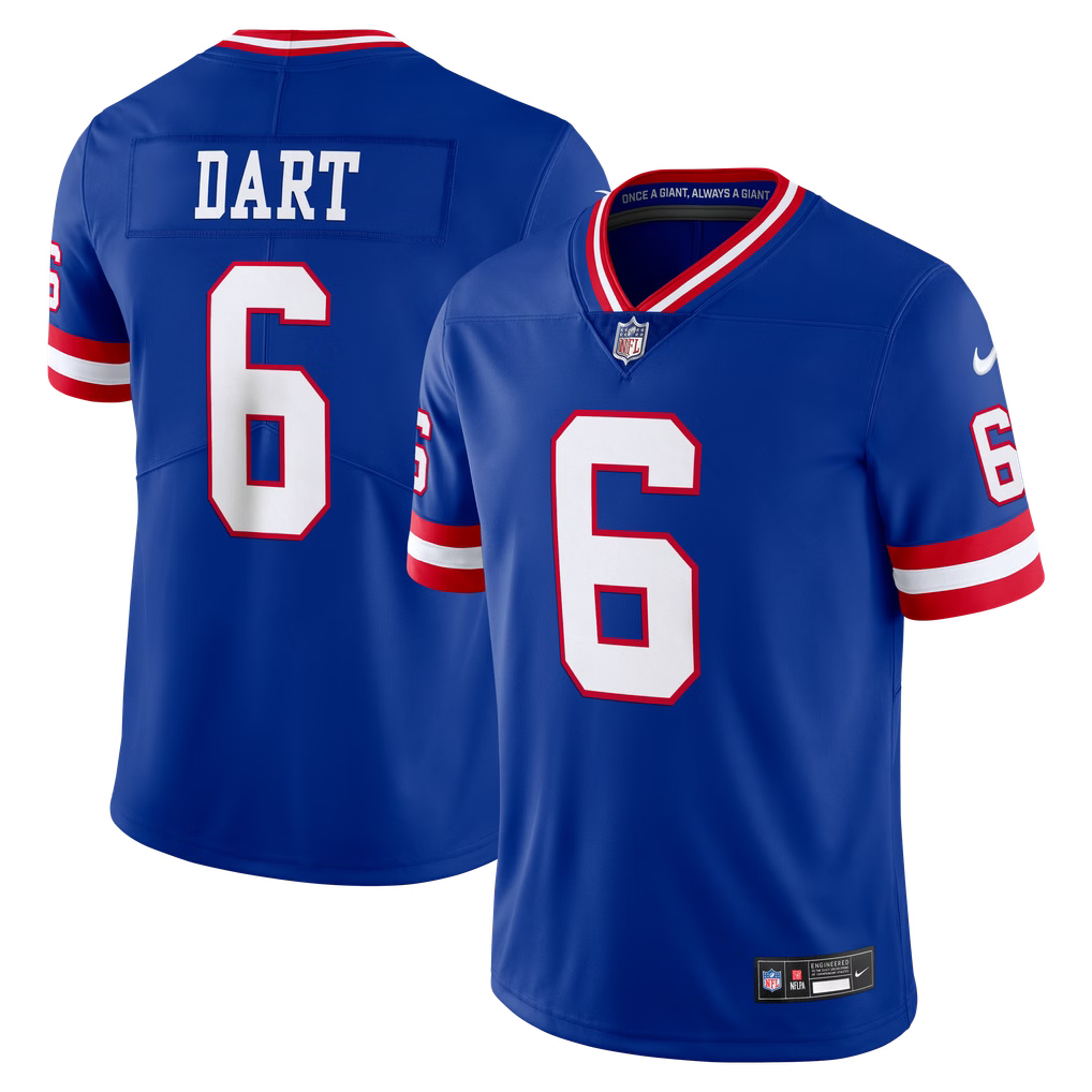 New York Giants Jaxson Dart Jersey – NFL Nike Team Vapor F.U.S.E. Stitched Limited – 3 Colours (USA Sourced)