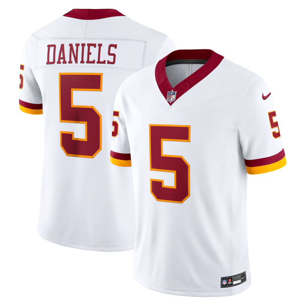 Washington Commanders NFL Jayden Daniels Nike Super Bowl Era Vapor F.U.S.E. Sewn Down Limited Jersey – White (USA Stock) - UKASSNI