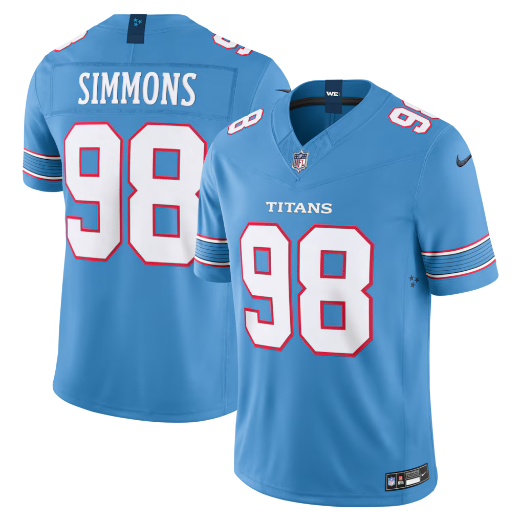 Tennessee Titans NFL Jeffery Simmons Nike Vapor F.U.S.E. Sewn Down Limited Jersey – Light Blue (USA Stock)