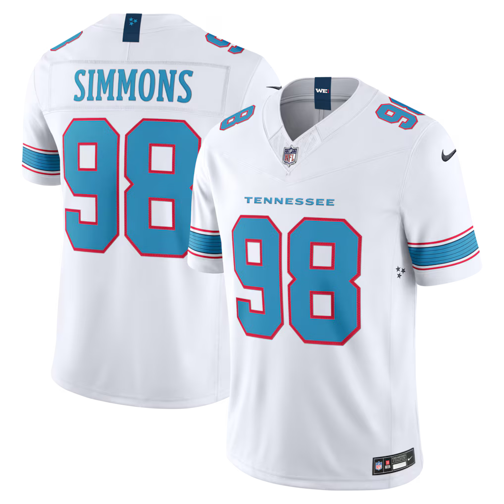 Tennessee Titans NFL Jeffery Simmons Nike Vapor F.U.S.E. Sewn Down Limited Jersey – White (USA Stock)