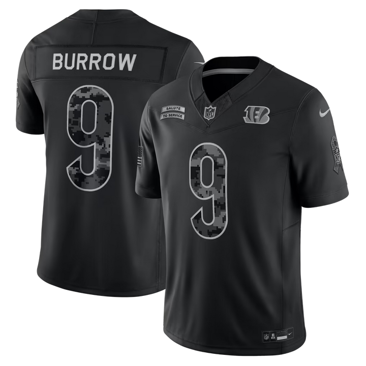 Cincinnati Bengals Joe Burrow Jersey – NFL Nike 2026 Salute to Service Stitched Limited – Black (USA Sourced)