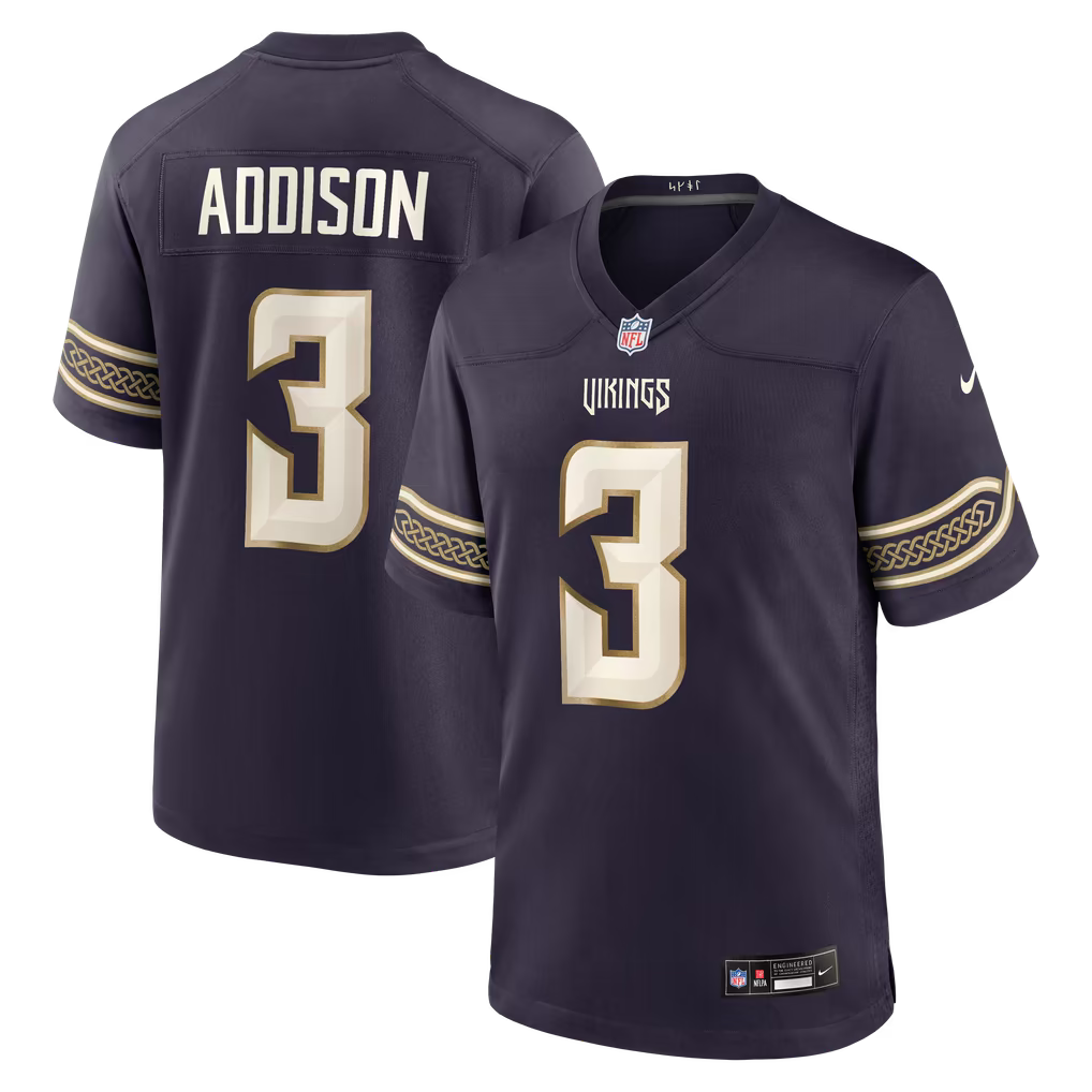 Minnesota Vikings Jordan Addison Jersey – NFL Nike 2026 Rivalries Collection Game – Purple (USA Sourced)