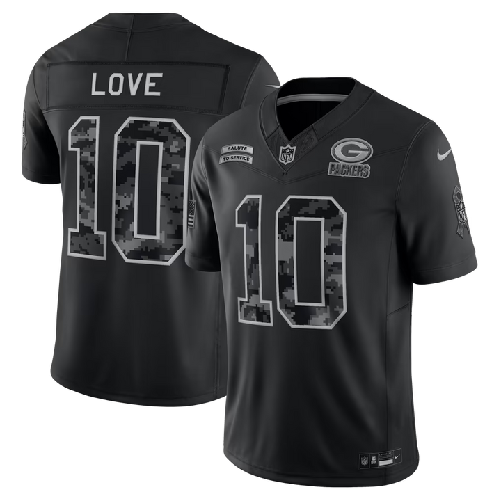 Green Bay Packers Jordan Love Jersey – NFL Nike 2026 Salute to Service Stitched Limited – Black (USA Sourced)