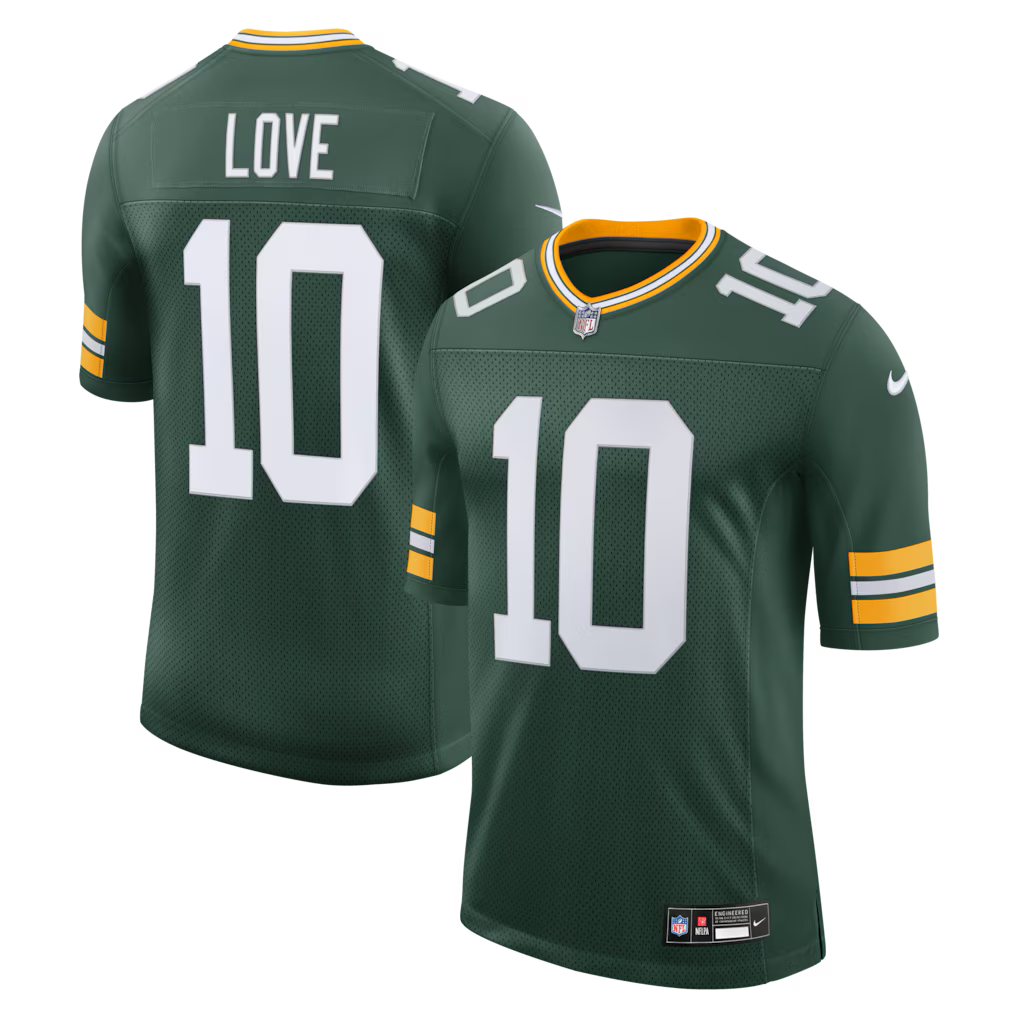 Green Bay Packers Jordan Love Jersey - NFL Nike Vapor Untouchable Stitched Limited – Green (USA Sourced)