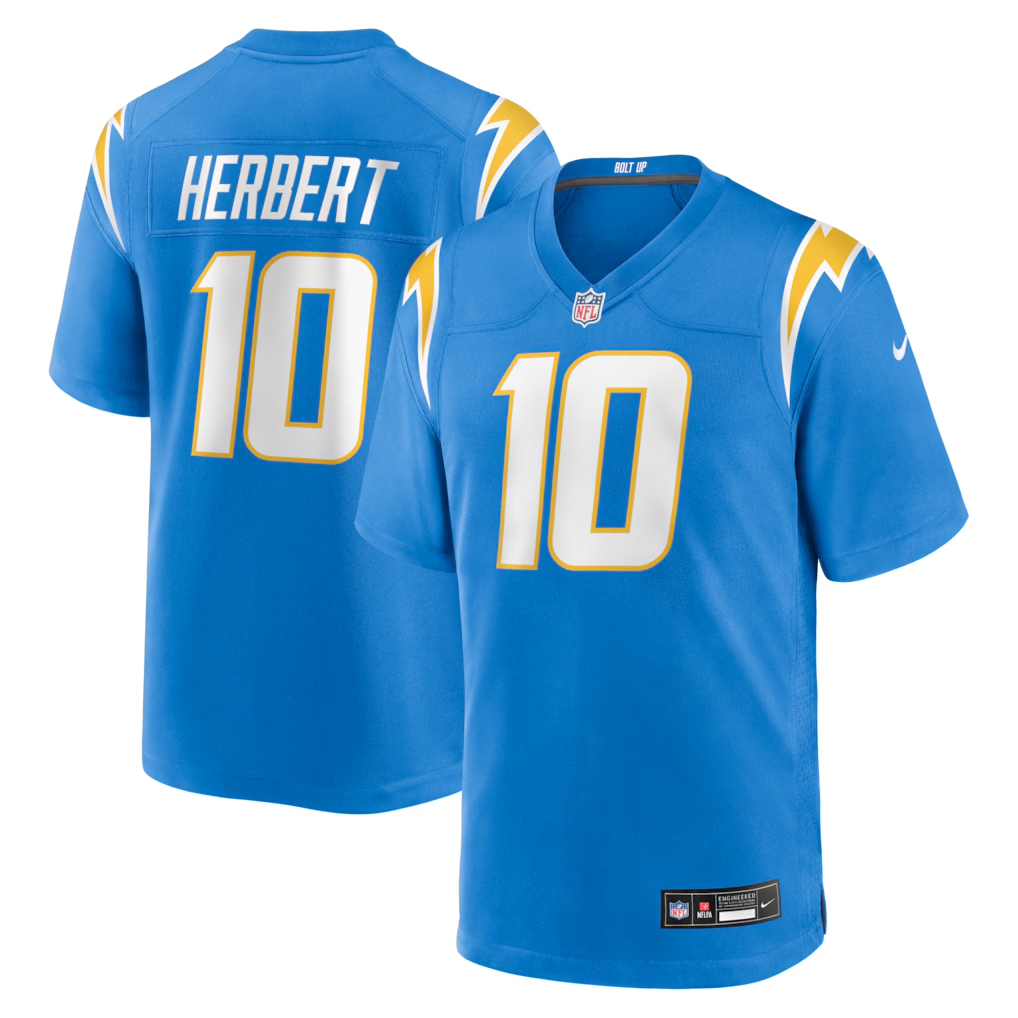 Los Angeles Chargers NFL Justin Herbert Nike Player Game Jersey – Powder Blue (USA Stock) - UKASSNI