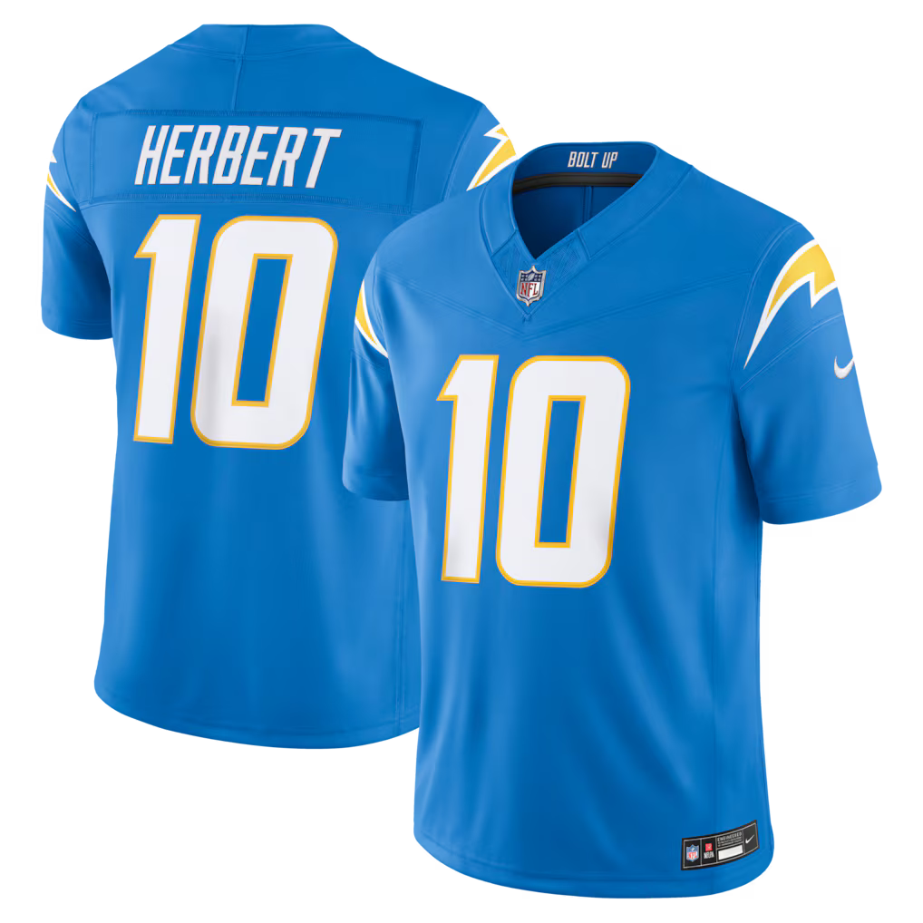 Los Angeles Chargers Justin Herbert Jersey - NFL Nike Vapor F.U.S.E. Stitched Limited – Powder Blue (USA Sourced)