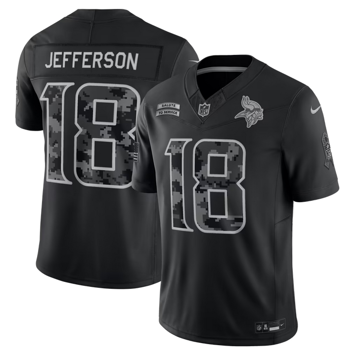 Minnesota Vikings Justin Jefferson Jersey – NFL Nike 2026 Salute to Service Stitched Limited – Black (USA Sourced)