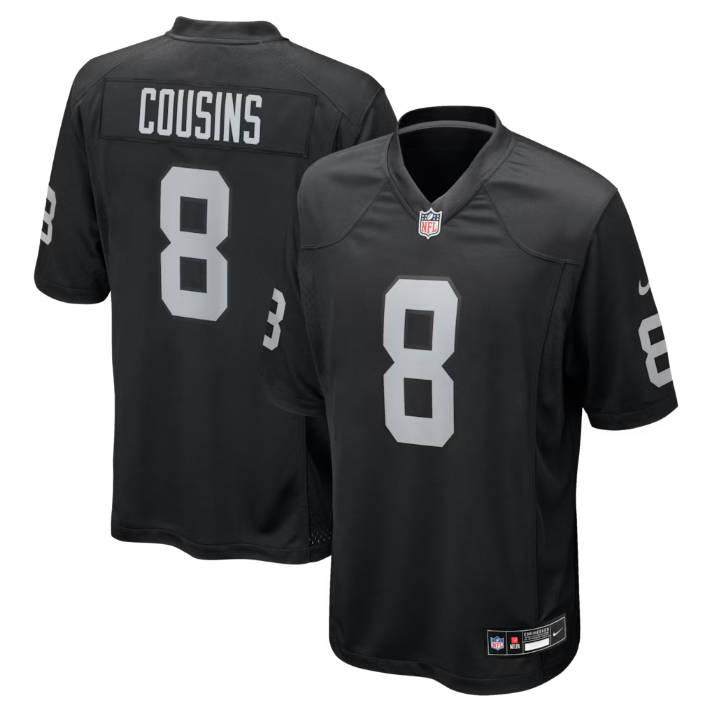 Las Vegas Raiders NFL Kirk Cousins Nike Team Game Jersey – Black (USA Stock) - UKASSNI