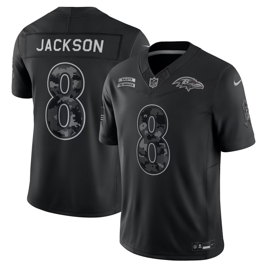 Baltimore Ravens Lamar Jackson Jersey – NFL Nike 2026 Salute to Service Stitched Limited – Black (USA Sourced)